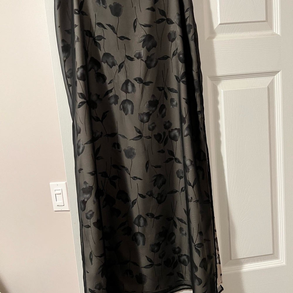 90s Black Floral Skirt